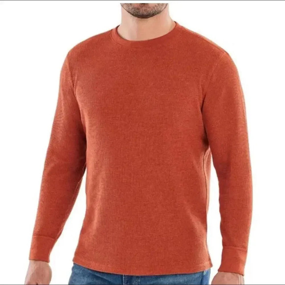 Member's Mark Thermal Crew Shirt Men's XL Waffle Knit Harvest Red Heather - Picture 1 of 12